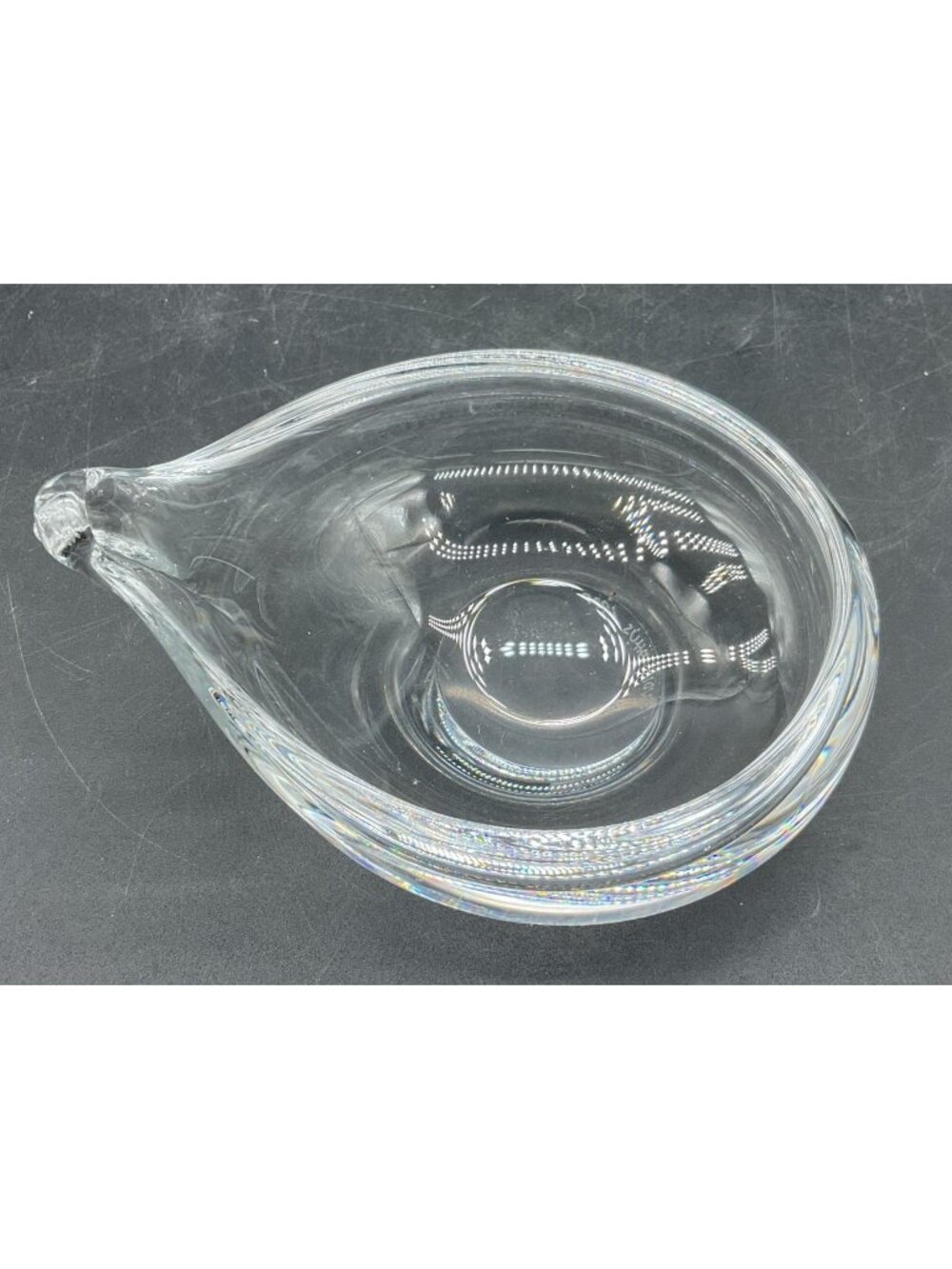 Vtg Clear Glass Teardrop Bowl By Hanne Dreutler For Studio Ahus Sweden 5"L